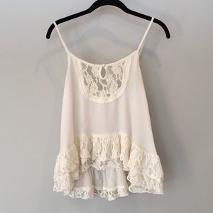 Kimchi Blue Sheer White Ruffle Blouse